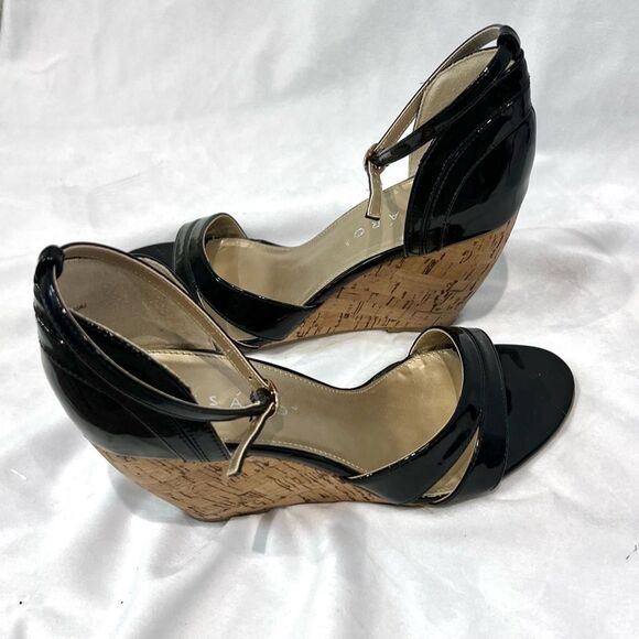 Pesaro Jessa black ankle strap cork wedges size 8 NWOB - Picture 3 of 5